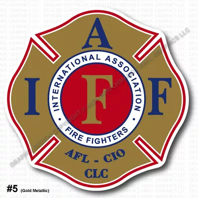 IAFF Firefighter HELMET Decal 2  Sticker Gold Metallic Red Navy Laminated 0392 • $3.49