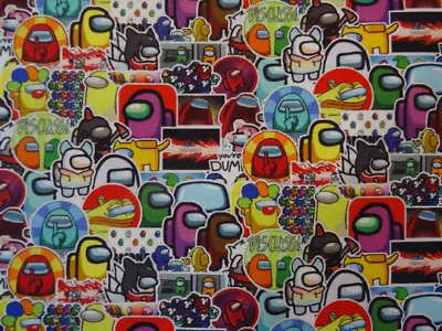 Among Us Fabric Video Game Novelty Cotton Fabric 59 Inch Width By The Half Yard • $10.09