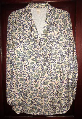 H&M Size 2 Button Down Blouse Tunic Top Shirt Floral Print Long Oversized Flowy • $19.99