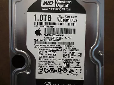WD WD1001FALS-40U9B0 DCM:HANNNT2CB Apple#655-1475K 1.0TB 3.5  Sata Hard Drive • $106.19