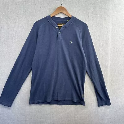 Howler Bros Waffle Henley Shirt Mens Large Blue Mono Logo Long Sleeve Adult • $24.88