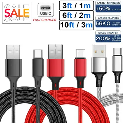 3/6/10FT Fast Charger Type C USB-C Cable Cord For Samsung Android LG Charger • $6.55