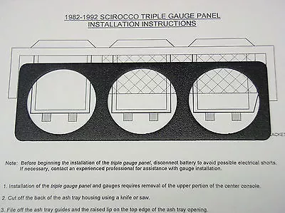 VW Scirocco Mk2 Triple Gauge Panel 8V 16V 1982 - 1992 S2 3 Center Console GAK • $21.49