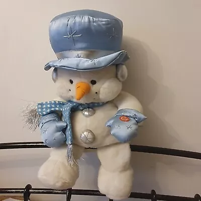 Telitoy Musical Christmas Frostie The Snowman Sit-up Plush  Blue Outfit & Hat  • £10