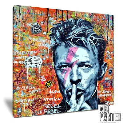 David Bowie Graffiti Street Art Printed Canvas Wall Art Picture Ready To Hang • £12.74