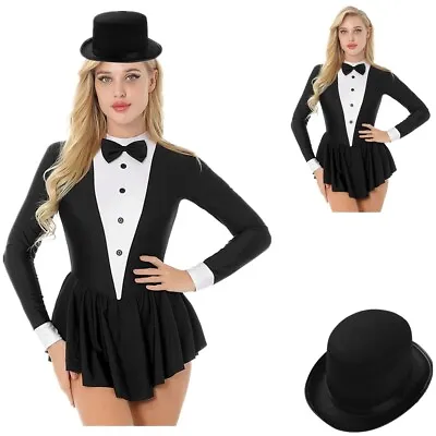 Womens Costume Theme Party Dress Ruffle Leotard 2pcs Cosplay Masquerade Tuxedo • $7.51