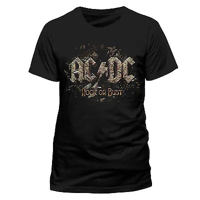 AC/DC T Shirt Rock Or Bust Officially Licensed Mens Black Tee 2015 Tour Metal • £14.88