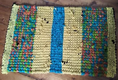 New Twined Rag Rug Handmade In Scotland From Upcycled Materials- BRIGHTS • £15