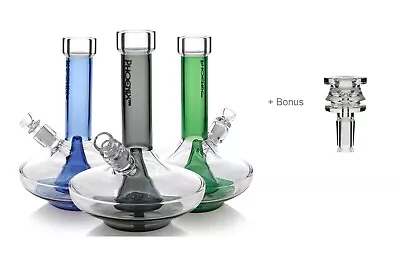 8.2  Tall Wide Base Glass Water Bong Pipe 3 Colors With Clear Accents By Phoenix • $152.69