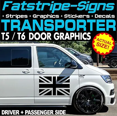 To Fit VW TRANSPORTER T5 T6 UNION JACK DOOR GRAPHICS STICKERS DECALS CAMPER VAN • £24.99