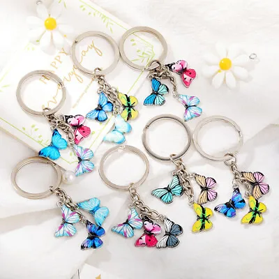 Keyrings Metal Butterfly Pendant Keychain Bag Charm Accessory For Friend Gifts • $1.48