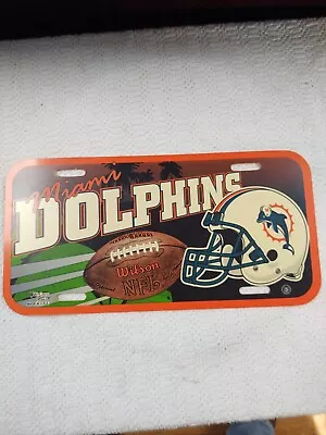 Miami Dolphins Plastic Decorative License Plate. Helmet And Football • $14.95