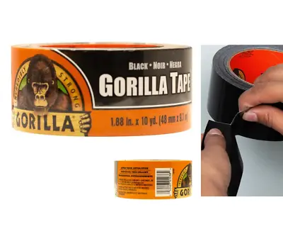 Double Thick Adhesive With Gorilla Black Duct Tape 10 Yd Roll 1.88  W Waterproof • $8.09