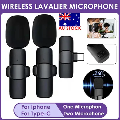 Wireless Lavalier Microphone For Phone Android IPhone Ipad Vlog Live Stream Mic • $16.59