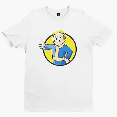 Vault Boy Round T-Shirt - Cool Gamer Funny Retro Game Comic Arcade Fallout Nerd • £8.39