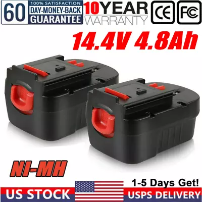 2 Pack 14.4 Volt 4.8Ah Ni-Mh Battery For Black And Decker HPB14 FSB14 A144 US • $29.98