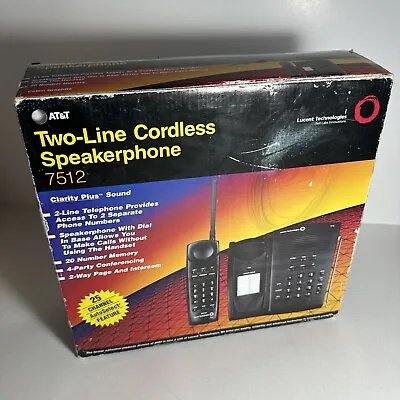 Vintage AT&T Two-Line Cordless Telephone In Original Packaging Model 7512 NEW • $59.99