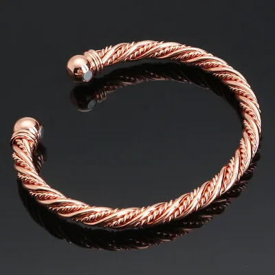 Pure Solid Copper Magnetic Hammered Men Women Bangle/bracelet Arthritis Cb06v • $12.36