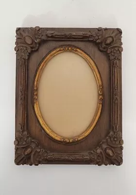 Vintage Ornated Solid Wood Picture Frame Hand Carved 8  X 10  Oval Insert Heavy • $149