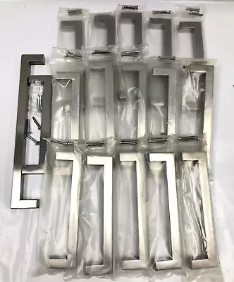 New Metal Modern Door Handles Rectangle Silver Tone 17.5 X 4CM C35 O174 • £5.95