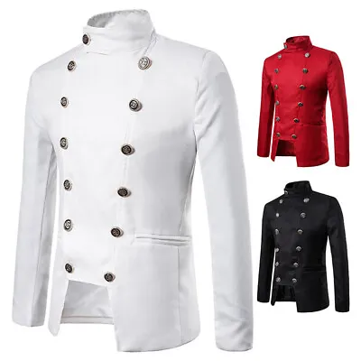 Mens Steampunk Casual Double-Breasted Hussar Suit Blazer Cosplay Drummer Shirt • $39.98