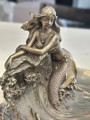 Mermaid On A Wave (Cold Cast Bronze Statue 15x29cm / 5.9x11.4inches) Veronese  • $69.99