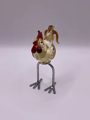 Vintage Unique Tall Chicken Figurine Metal Legs Rooster Decor Trinket • $20