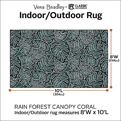 Vera Bradley By Classic Accessories Indoor/Outdoor Rug Rain Forest Canopy Coral • $105.82