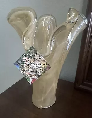 Large Gorgeous 16.5  MURANO Italian Art Glass Handblown Swung Vase~Italy W/tags • $79.99