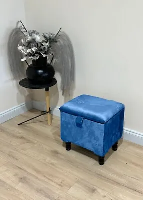 Blue Small Plain Storage Box  Blue Small Ottoman  Blue Ottoman Storage • £149.99