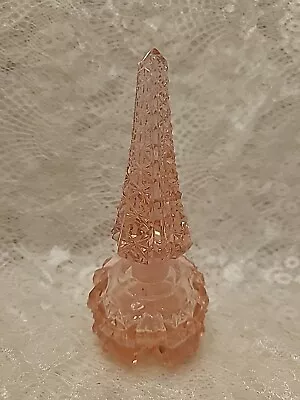 Vintage 1940's Czechoslovakia Pink Cut Glass Perfume Bottle • $38