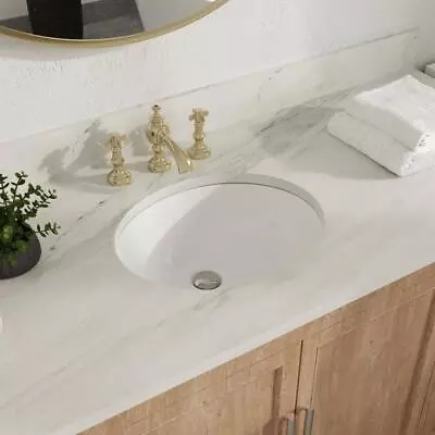 DEERVALLEY Undermount Oval Bathroom Sink W/ Overflow Drain Vitreous China White • $73.19