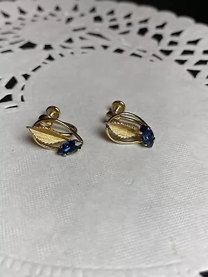 Van Dell Vintage Earrings Screw Back 1/20 12K GF Aquamarine Blue Topaz Color • $5.99