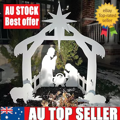 Christmas Nativity Set White PP Lawn Yard Decor Holy Scene Easy Assembly Religio • $26.09