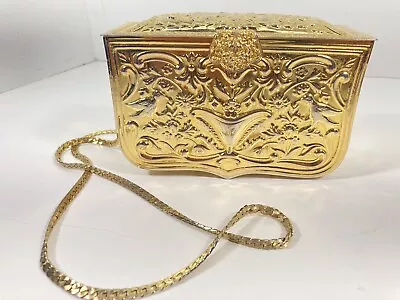 Judith Leiber Art Nouveau Purse Evening Bag Clutch Embossed Gold Tone  Vintage • $509.96