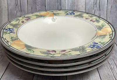 4 Mikasa Intaglio Garden Harvest  9 1/4  Flat Rim Soup Bowls • $24.99