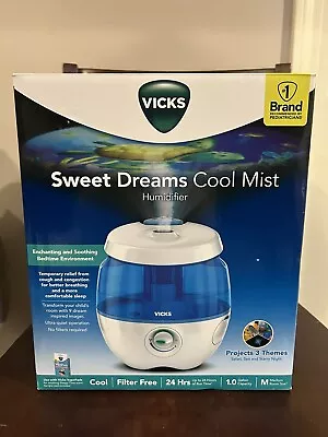 Vicks Sweet Dreams Cool Mist Ultrasonic Humidifier 1 Gallon Filter Free 24HR • $40