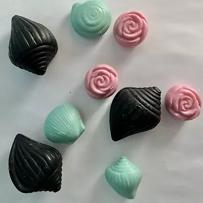 FREE SHIP! 9 Vintage Guest Soaps: Seashells & Roses; Black Pink Green. UNUSED • $12.99