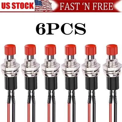 6Pcs Mini Push Button Pre-Wired Momentary N/O OFF-ON Switch Plug 12V 5AMP SPST • $9.99