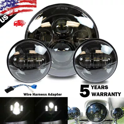 7  Inch Led Headlight + 4.5  Fog Light For Yamaha V-Star XVS 650 950 1100 1300 • $58.88
