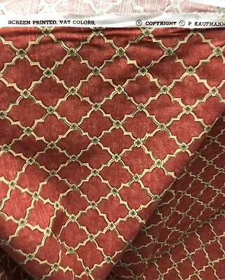 P Kaufmann Decor Upholstery Fabric Golden Beige Lattice On Red 57  X 540  15 Yds • $240