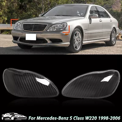 Pair Headlight Cover Lens Shell For Mercedes W220 2000-2006 S350 S430 S500 S600 • $45.98