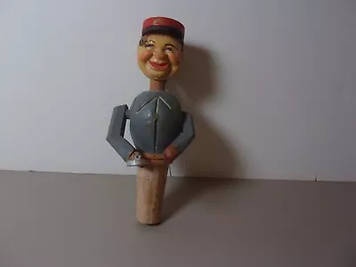 Vintage ANRI Man Levered Arm Wooden Mechanical Bottle Stopper Italy 5  Tall • $19.99