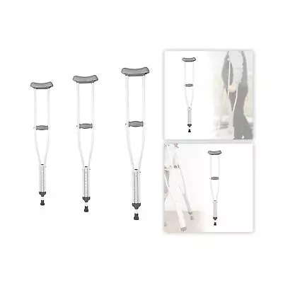 Underarm Crutch Nonslip Aluminum Walking Aid Adjustable Height Walking Stick For • £21.88