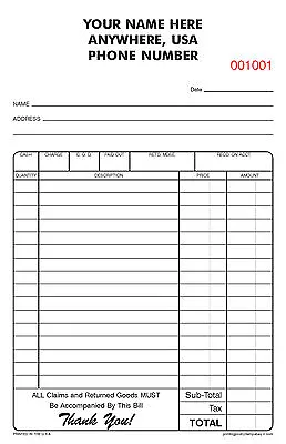 500 NUMBERED 2-part Carbonless NCR Forms - Sales Receipts - Invoices • $105