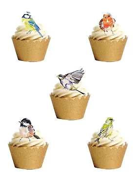 30 Stand Up Garden BIRDS Wildlife Edible Premium Wafer Paper Cake Toppers  • £2.49