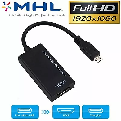 Universal MHL Micro USB To HDMI Cable 1080P HD TV Adapter For Android Phones • $12.49