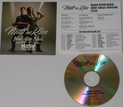 Matt And Kim  Block After Block  U.S. Promo Cd • $6.95