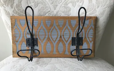 Wall Mounted Coat Hanger Rack Shelf With 2 Hooks For Entryway Mudroom Garage • $23.99