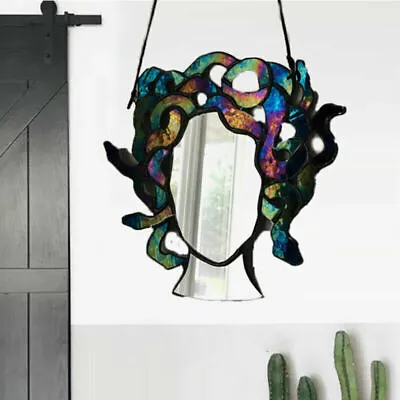 New Stained Glass Medusa Mirror Sun Catcher Wall Window Hanging Home Art Decor • £10.90